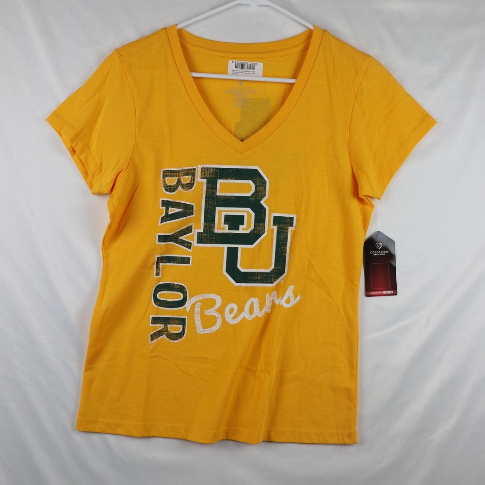 Colosseum Baylor Bears Womens Medium Yellow NCAA Basketball V-Neck Tee Shirt